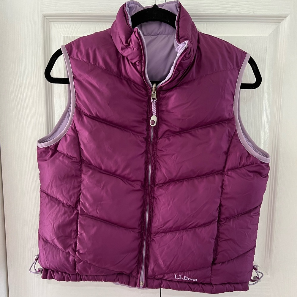 LL Bean Vest Goose Down Reversible Insulated Puffer  Purple/light purple Small